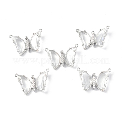 Brass Micro Pave Clear Cubic Zirconia Pendants&nbsp;KK-E068-VF241