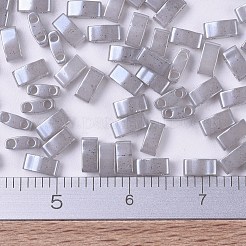 MIYUKIハーフティラビーズ  日本製シードビーズ  2の穴  （htl526)シルバーグレーセイロン  5x2.3x1.9mm  穴：0.8mm  約2500個/100g&nbsp;SEED-J020-HTL0526