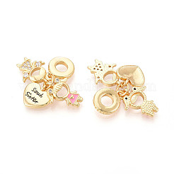 Brass Micro Pave Cubic Zirconia European Dangle Charms&nbsp;KK-N271-16G