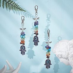 3Pcs Natural & Synthetic Gemstone Chips Cluster Pendant Decoration&nbsp;HJEW-CA0001-35