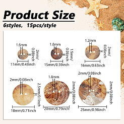 90Pcs 6 Styles Freshwater Shell Buttons&nbsp;SHEL-PH0001-62
