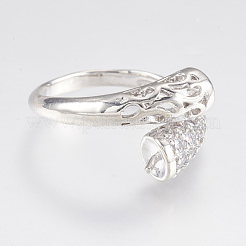 Adjustable Brass Cuff Rings&nbsp;ZIRC-F076-01P
