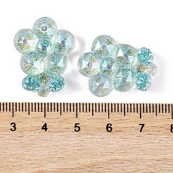 透明エポキシ樹脂フラワーデコデンカボション  グリッターパウダー付き  淡いターコイズ  25x19.5x6.5mm&nbsp;CRES-M034-06B