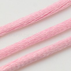ナイロンサテンのラットテールコード  ブレスレットジュエリー製作用ビーズ糸、中国結びマクラメ工芸  ピンク  2mm  約50ヤード/ロール（150フィート/ロール）&nbsp;NWIR-A003-20