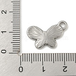 変色しない304ステンレススチールチャーム  バタフライチャーム  ステンレス鋼色  13x19x1.5mm  穴：2mm&nbsp;STAS-N103-101P