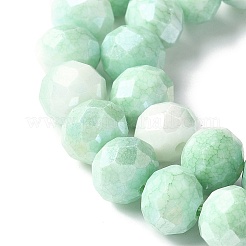 電気メッキガラスビーズセット  ロンデル  多面カット  ミディアムアクアマリン  10x8mm  穴：1.4mm  15.75''（40センチメートル）&nbsp;LAMP-S068-11E