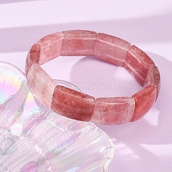 長方形の天然ストロベリークォーツビーズのストレッチブレスレット（女性用・男性用）  内径：2.44インチ（6.2cm）&nbsp;GG-CBA9ACE-C10