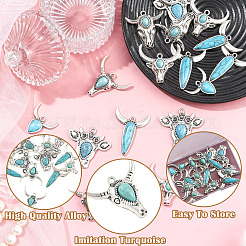 24Pcs 6 Styles Bohemian Synthetic Turquoise Cattle Pendants&nbsp;FIND-SZ0019-83