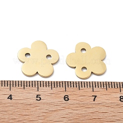304ステンレススチールレーザーカットフラワーコネクタチャーム  イオンプレーティング（ip）  14KGP本金メッキ  15x15.5x1mm  穴：1.9mm&nbsp;STAS-M111-12G-03