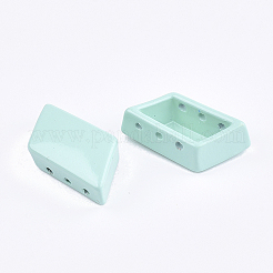 スプレー塗装合金マルチ連リンク  タイル弾性ブレスレット作り用  四角形  アクアマリン  16x8x5mm  穴：1mm&nbsp;PALLOY-T068-05-38