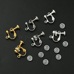 12Pcs 3 ColorS Brass Screw On Clip-on Earring Findings&nbsp;KK-FS0001-32
