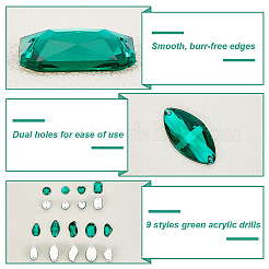 140Pcs 9 Style Teardrop/Octagon/Oval Sew on Rhinestone&nbsp;ACRT-PH0001-14B