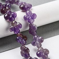 天然石アメジストビーズ連売り  4  - 花びらの花  14x14x5.5mm  穴：1.2mm  約15個/連  7.87''（20センチメートル）&nbsp;G-P520-A07-01