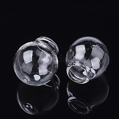 手作り吹きガラスビーズ  ラウンド  透明  21~21.5x19.5~20mm  穴：0.5~1mmと8~9mm&nbsp;BLOW-T001-29A