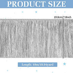 ポリエステルタッセルリボン  フリンジリボン  衣服の装飾品  銀  7-3/4インチ（198mm）  約10.94ヤード（10m）/バンドル&nbsp;OCOR-WH0045-38C