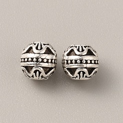 チベットスタイルの合金ビーズ  ロンデル  アンティークシルバー  5.5x6mm  穴：1.8mm  100個/袋&nbsp;FIND-WH0034-46AS-05