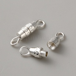 真鍮製ネジ式クラスプ  コラム  銀  14~15mm  穴：2~2.5mm&nbsp;KK-WH0088-45A-S