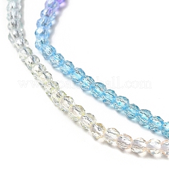 透明なグラデーションカラーのガラスビーズ連売り  多面カットラウンド  カラフル  2mm  穴：0.8mm  約160~178個/連  13.58 ~14.17インチ（34.5~36cm）&nbsp;GLAA-H021-01A-19