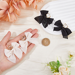 2 Pairs 2 Colors Alloy Dangle Stud Earrings with Cloth Bowknot Charms&nbsp;EJEW-FI0003-28