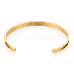 C-Shaped 201 Stainless Steel Grooved Cuff Bangles&nbsp;STAS-WH0047-67G