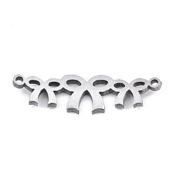 変色しない304ステンレススチール2ループリンクペンダント  レーザー切断  蝶結び  ステンレス鋼色  9x30x1.5mm  穴：1mm&nbsp;STAS-T059-03P