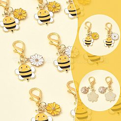 10個 2スタイル 合金エナメル蜂と花のペンダント装飾  合金製カニカン付き  ゴールドカラー  ミックスカラー  46mm  5個/スタイル&nbsp;HJEW-FS00061