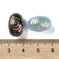 不透明なアクリルビーズをあしらった金色のメタル  オーバル  ミックスカラー  16x11x11mm  穴：1.8mm&nbsp;OACR-H040-06