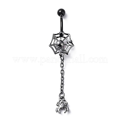 Hyacinth Rhinestone Charm Dangle Belly Rings&nbsp;AJEW-D053-01D-EB