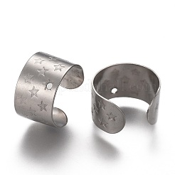 変色しにくい304ステンレススチール製イヤーカフ金具  星の模様  ステンレス鋼色  11x10x7mm  穴：0.9mm&nbsp;STAS-P249-19P