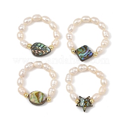 Adjustable Natural Abalone Shell/Paua Shell Finger Rings&nbsp;RJEW-JR01085