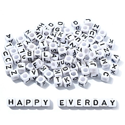 アクリル横穴レタービーズ  エナメル  キューブ  文字L  6x6x6mm  穴：3.2mm&nbsp;OACR-YW0002-08