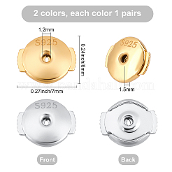 2ペア2色のスターリングシルバーのイヤリング  ピアスバックキャッチ  ゴールデン·ステンレス鋼色  6x7x1.5mm  穴：1.2mm  1対/カラー&nbsp;STER-CN0001-14C