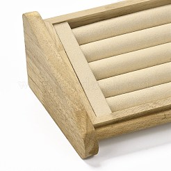 ウッドジュエリーフィンガーリングディスプレイスタンド  マイクロファイバー付き  アンティークホワイト  12.8x24x7.4cm&nbsp;RDIS-K003-01A