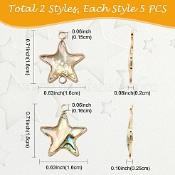10Pcs 2 Styles Star Brass & Natural Black Lip Shell Connector Charms & Pendants Findings Kits&nbsp;KK-YW0003-78