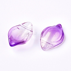 クリアガラスペンダント  グリッターパウダー付き  花びら  パープル  19x12.5x5.5mm  穴：1mm&nbsp;GLAA-L027-G03