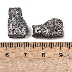 チェコ産プレスガラスビーズ  猫  グレー  18x12.5x5.5mm  穴：1mm  約78個/袋&nbsp;GLAA-I061-02D