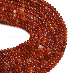 天然石赤瑪瑙ビーズ連売り  ロンデル  多面カット  9.5~10x6.5~7.5mm  穴：1mm  約54~57個/連  15.24~15.43''（38.7~39.2センチメートル）&nbsp;G-C280-A12-02