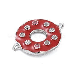 Rack Plating Brass Clear Cubic Zirconia Donut Connector Charms&nbsp;KK-A234-030P-02