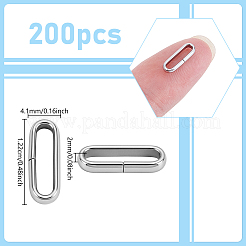 304ステンレス鋼クイックリンクコネクター200個  楕円形のリング  変色しない  ステンレス鋼色  12.2x4.1x2mm&nbsp;STAS-UN0064-31P