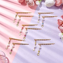 鉄貝パールヘアピン  スター＆ハート 304 ステンレススチール チャーム ヘアアクセサリー  ゴールドカラー  42~43mm&nbsp;PHAR-JH00107