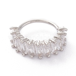 ピアス  真鍮マイクロパヴェクリアキュービックジルコニアフープノーズリング  フープピアス  プラチナ  11.5x12.5x4mm  ピン: 21ゲージ(0.75mm)  内径：8mm&nbsp;AJEW-P017-04P