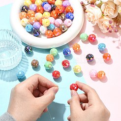 UVメッキ不透明アクリルビーズ100個。  虹色の  ラウンド  多面カット  ミックスカラー  15mm  穴：3mm&nbsp;MACR-CJ0002-48