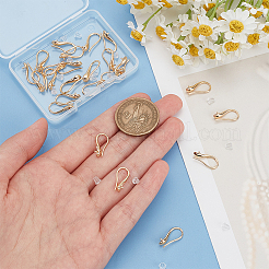 30個の真鍮ピアスフック  ピンチベイル付きイヤーワイヤー  片穴パーツ用  30個のプラスチック製イヤーナット付き  18KGP本金メッキ  16mm  ピン：0.8mm&nbsp;KK-BC0012-09