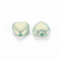 スプレー塗装された不透明なアクリルビーズ  艶消し  ハート  ミックスカラー  10.5x11x5.5mm  穴：2mm  約1310個/500g&nbsp;ACRP-S679-34