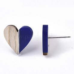 Resin & Wood Stud Earrings&nbsp;EJEW-N017-002A-C01