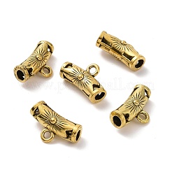 チベットスタイルの合金チューブベイル  ループベイル  花とカーブチューブ  アンティーク黄金  17x10x7mm  穴：2mm  内径：3.6mm  675個/ 1000g&nbsp;FIND-H038-44AG
