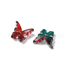 ガラスビーズ  蝶  ツートン  ファイヤーブリック  12x13.5x3.5mm  穴：1.2mm&nbsp;GLAA-D303-06G