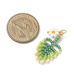 Glass Seed Beaded Leaf Pendants&nbsp;PALLOY-MZ00924