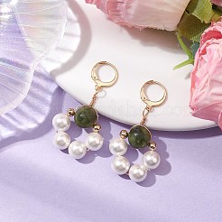 Shell Pearl & Taiwan Jade Leverback Earrings&nbsp;EJEW-JE05927-02