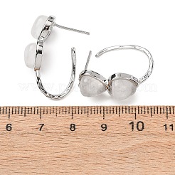 Valentine's Day Heart Natural Quartz Crystal Stud Earrings&nbsp;EJEW-T053-01P-08